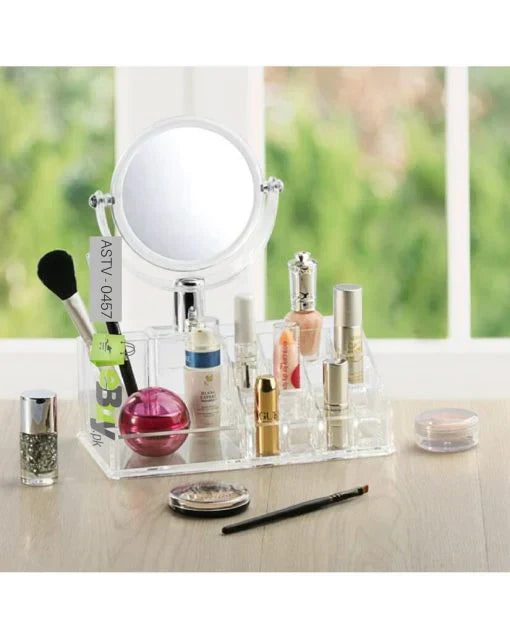 Acrylic Lipstick Cosmetic Organizer With Mirror