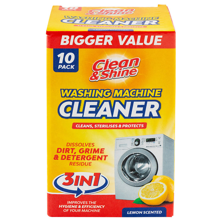 Clean & Shine Lemon Scented Washing Machine Cleaner 10 Pack