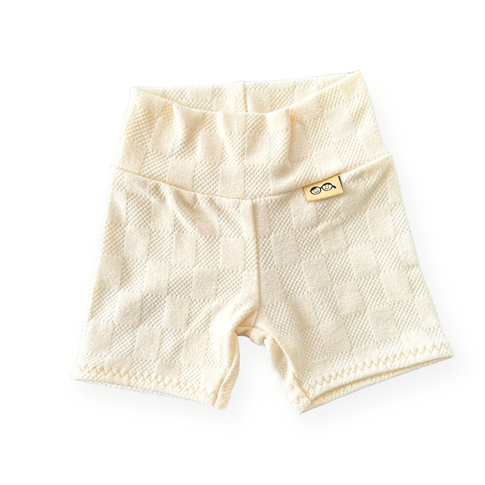 Cream Checkers Biker Shorts