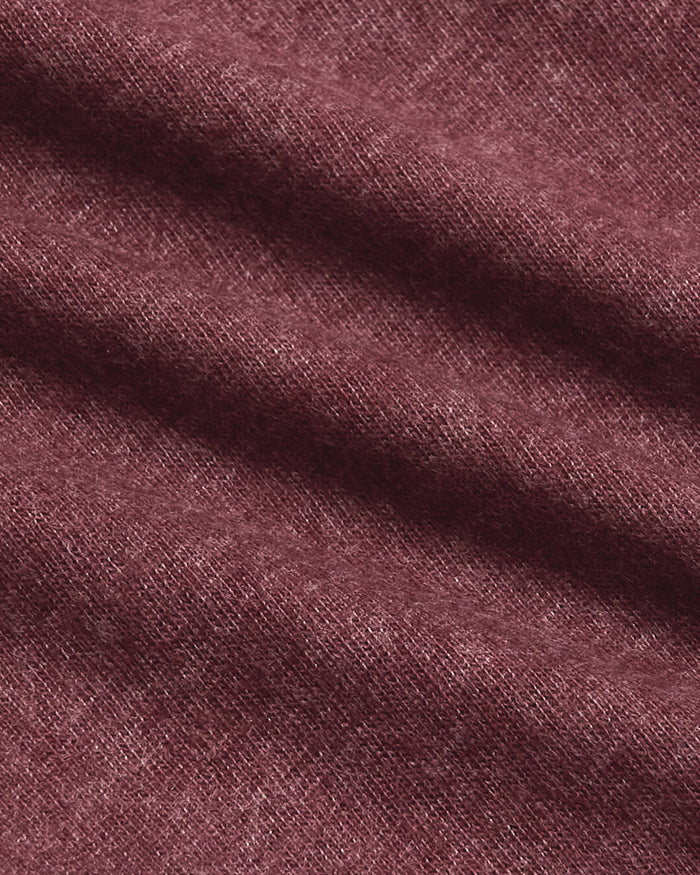Dark Heather Clovewood Classic Long Sleeve Crew Neck close-up of knitted fabric.