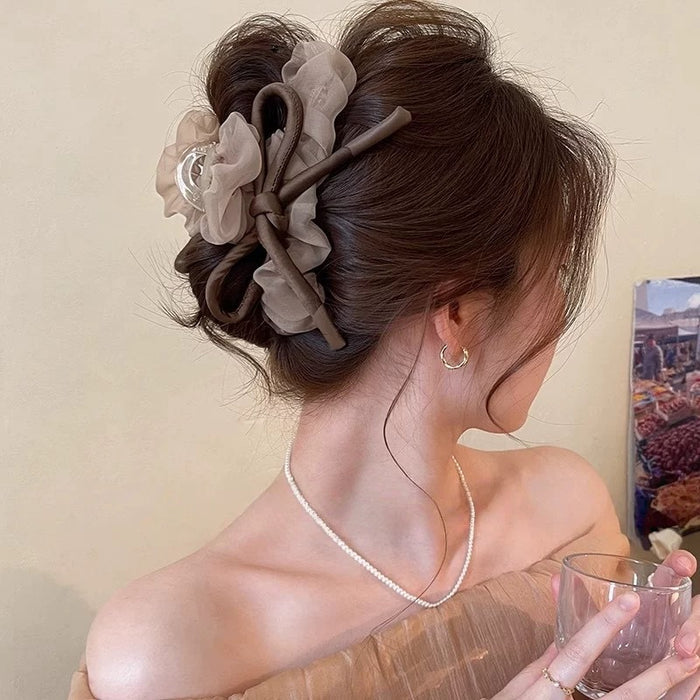 HA285 - Korean Mesh Bow Hair Clip
