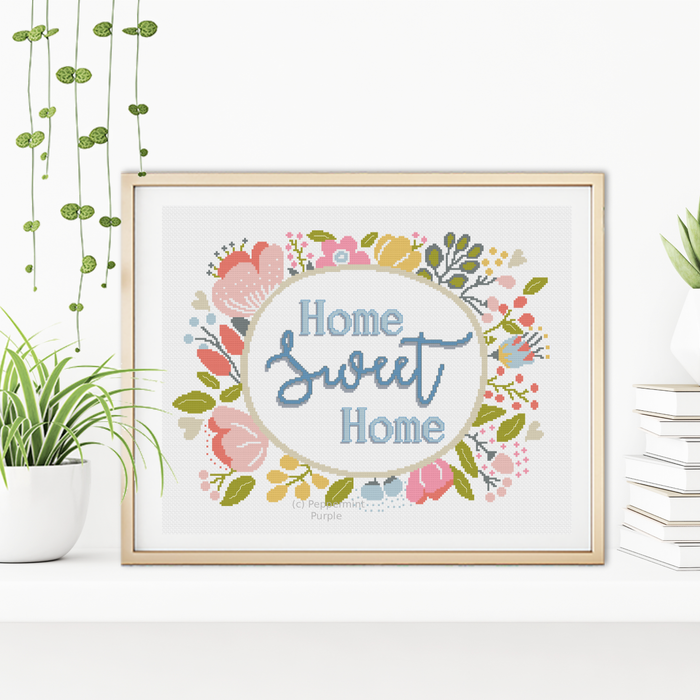 Home Sweet Home Cross Stitch Pattern by Peppermint Purple