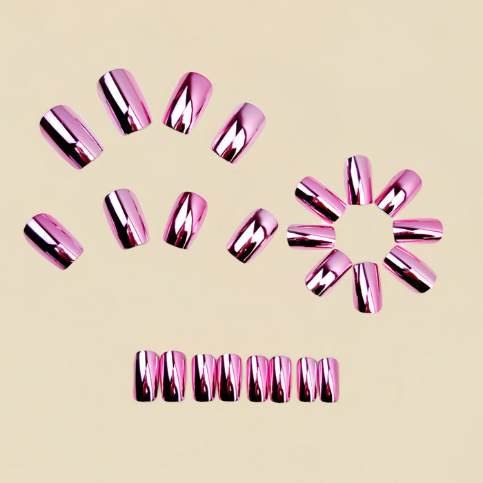 NA109 - Pink Shiny Electroplated Medium-Length European Square Nail