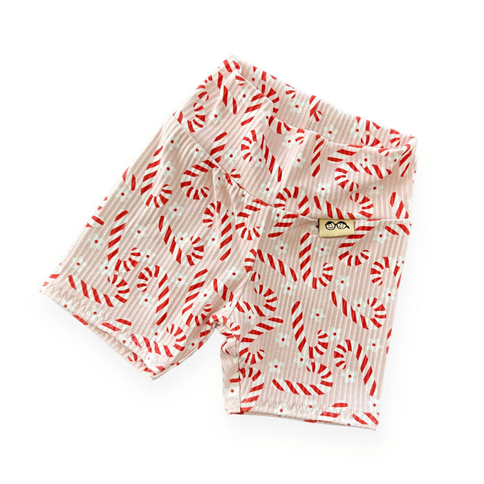 Pink Candy Canes Biker Shorts