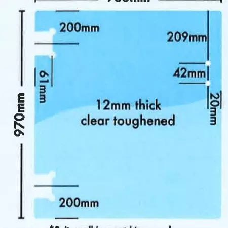 POLARIS PREMIUM Wall/Post GATE - 900mmW x 970mmH - 12mm Clear Toughened Heat Soaked Glass - Image 3