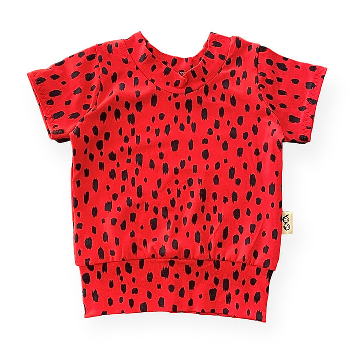 Red Brush Spots Summer Lounge Top