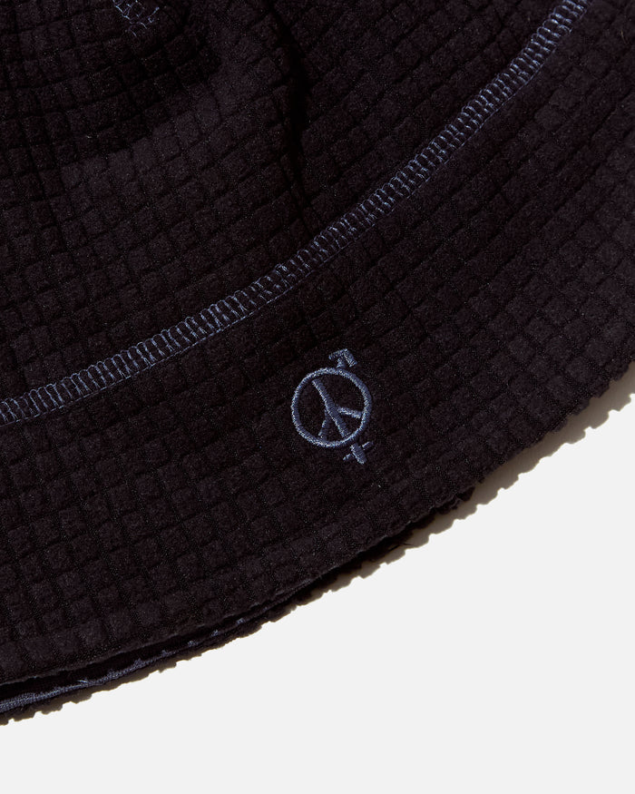 sexhippies Reversible Grid Fleece Beanie in Black / Mid Grey blues store www.bluesstore.co