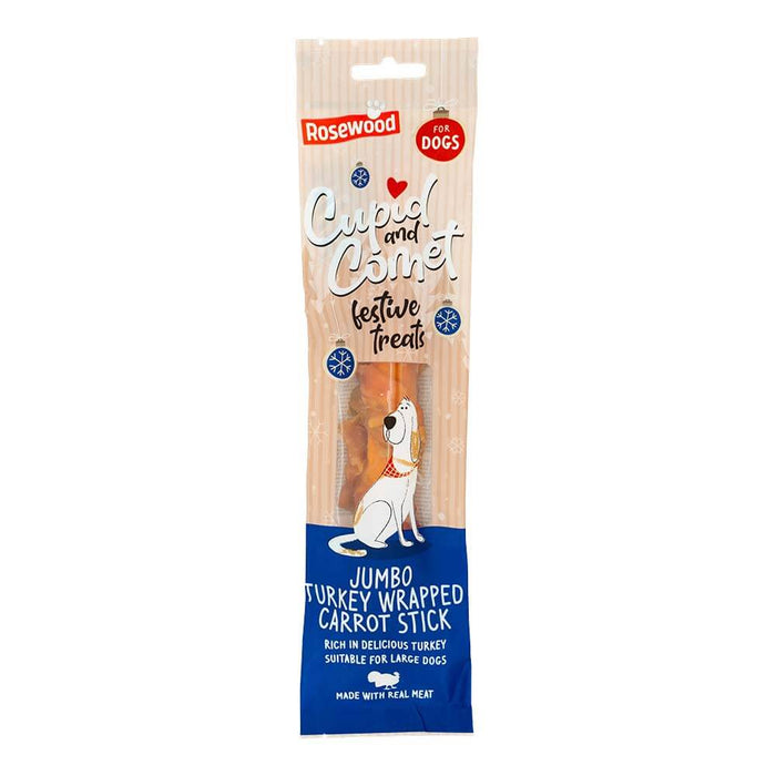 Rosewood Jumbo Turkey Wrapped Carrot Stick Large Dog Treat 70g