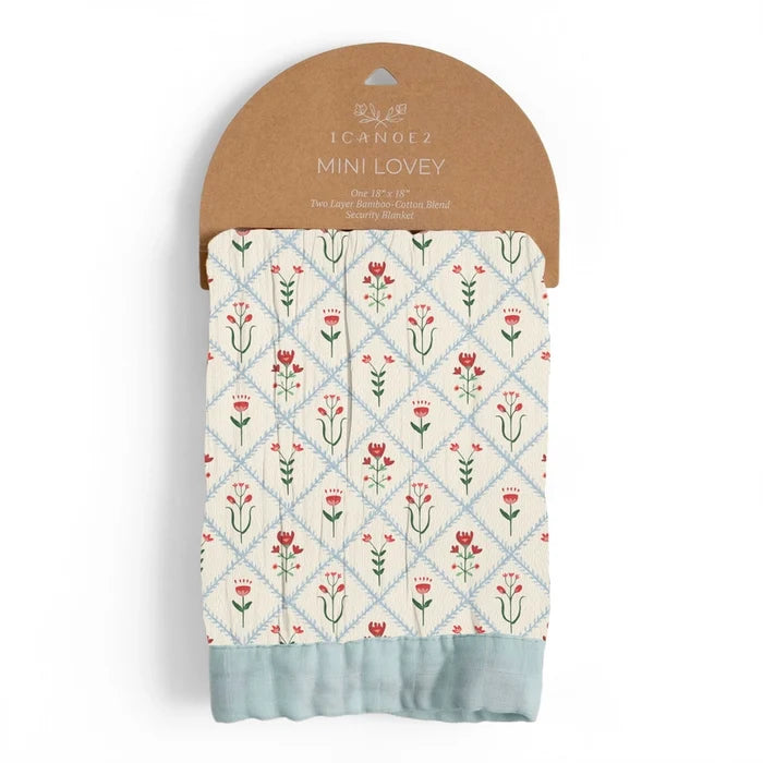 Scandinavian Folk Floral Diamond Baby Lovey Muslin Blanket