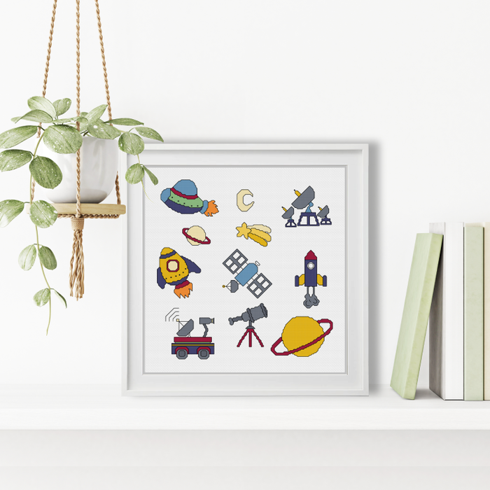 Space Motifs Cross Stitch Pattern by Peppermint Purple