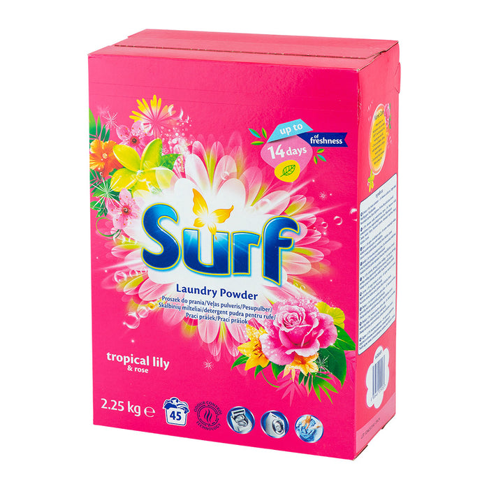 Surf laundry powder tropical lily 45 washes on white background