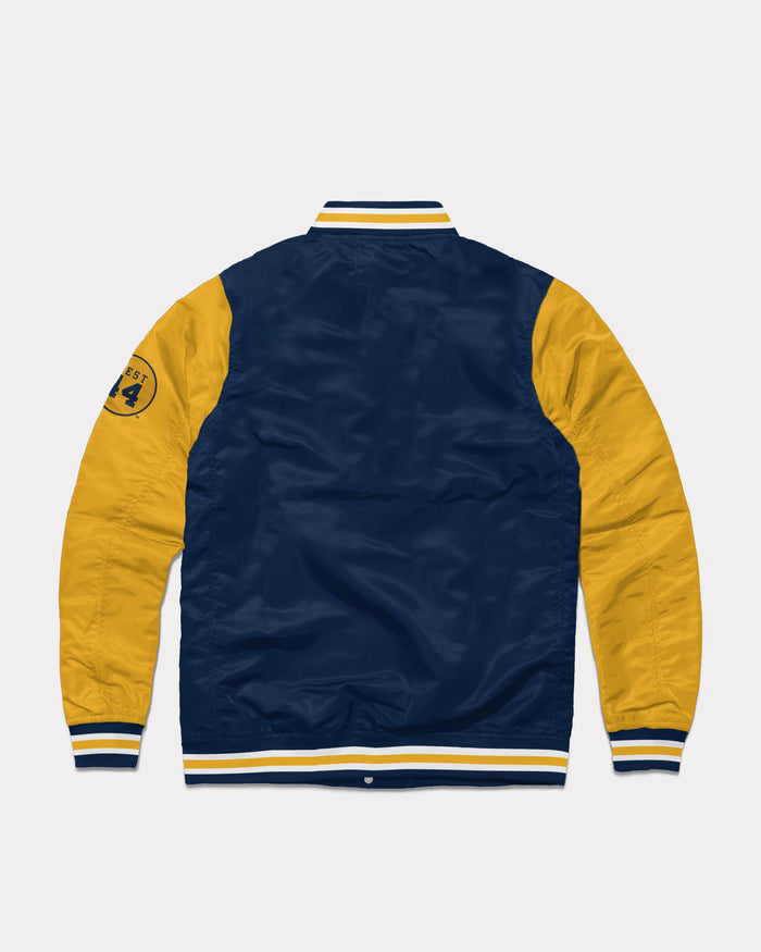 West Virginia Mountaineers Jerry West Navy & Gold Vintage Varsity Jacket Back