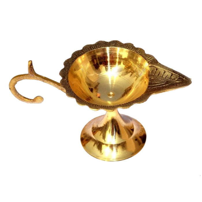 White Whale Brass Panchmukhi Deepak Oil Lamp Diya for Puja Home Temple - 5 Face For Puja
