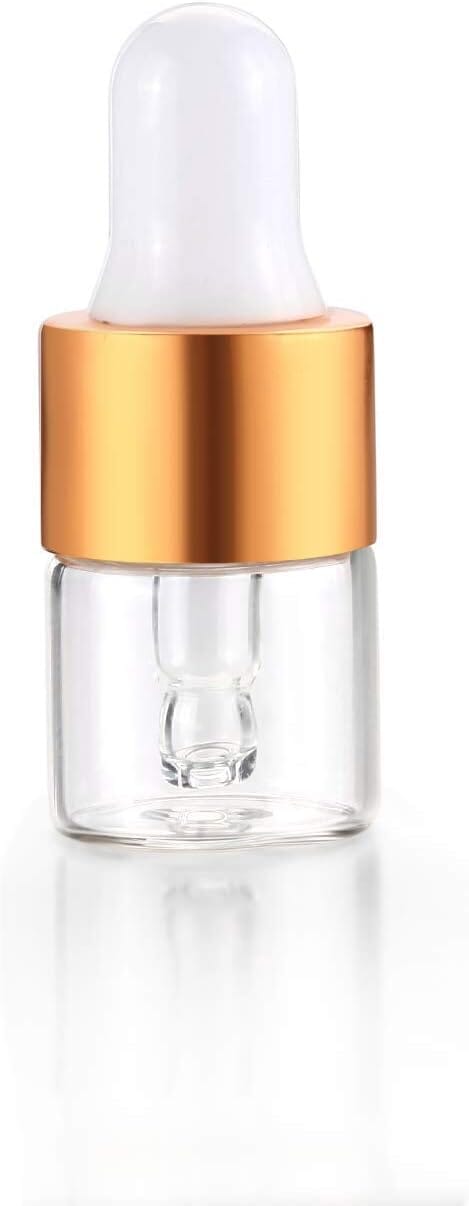 1 ml Clear Glass Vials w/ Gold Dropper (Pack of 5) at Your Oil Tools