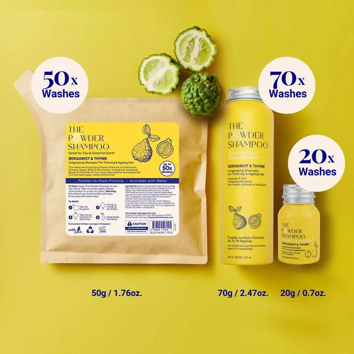 1 Year Supply - (320x Washes) Invigorating Shampoo For Thinning & Ageing Hair Bergamot, Biotin, Ginger & Ginseng