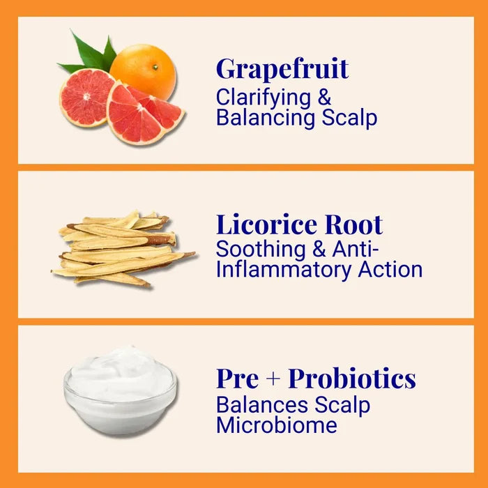 1 Year Supply (320x Washes) - Strengthening Shampoo For Normal & Sensitive Scalps Grapefruit & Probiotics