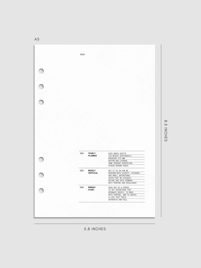Digital mockup of insert in A5. Title page shown.