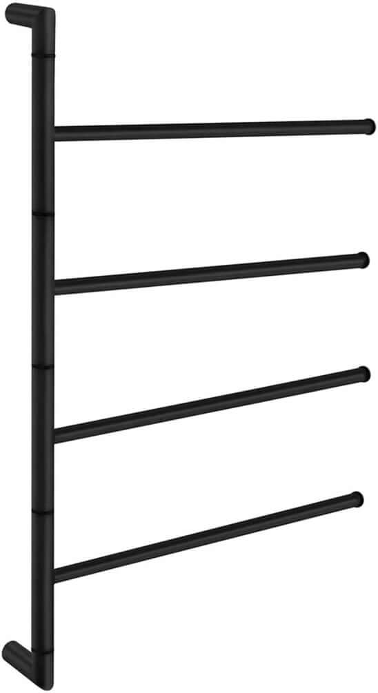Smedbo 4-Bar Wall-Mounted Towel Rack in Matte Black.  (The bars swivel.)