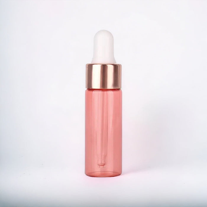 5 ml Pink Glass Vials w/ Rose Gold Dropper (Pack of 5) at Your Oil Tools