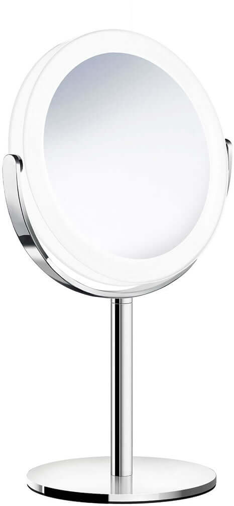 7x/1x Cordless Free-Standing Makeup/Shaving Mirror, Black or Chrome - Outline Collection by SMEDBO