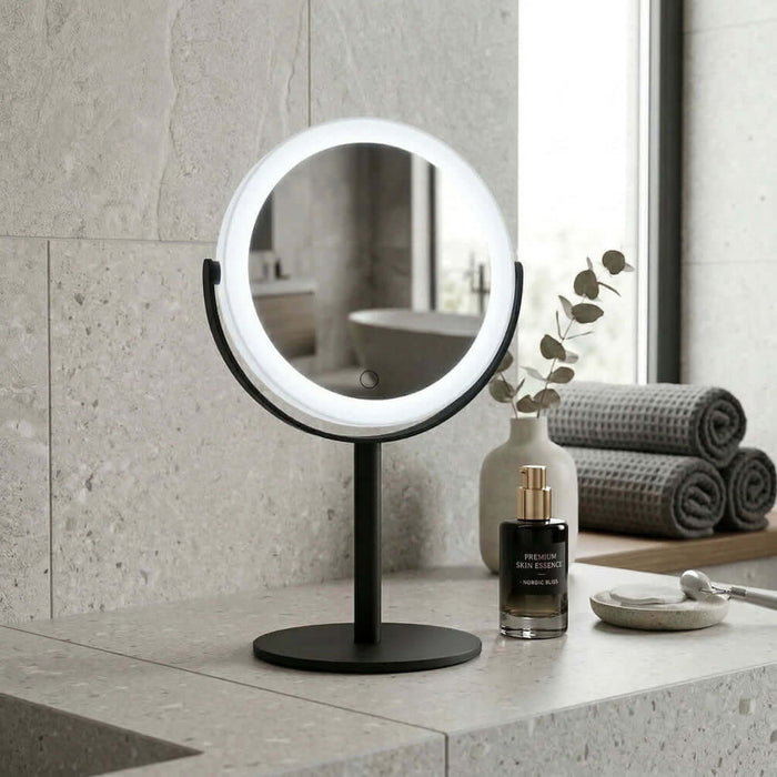 7x/1x Cordless Free-Standing Makeup/Shaving Mirror, Black or Chrome - Outline Collection by SMEDBO