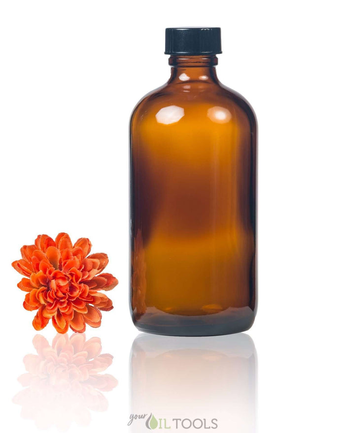 8 oz Amber Glass Bottle w/ Black Storage Cap at Your Oil Tools