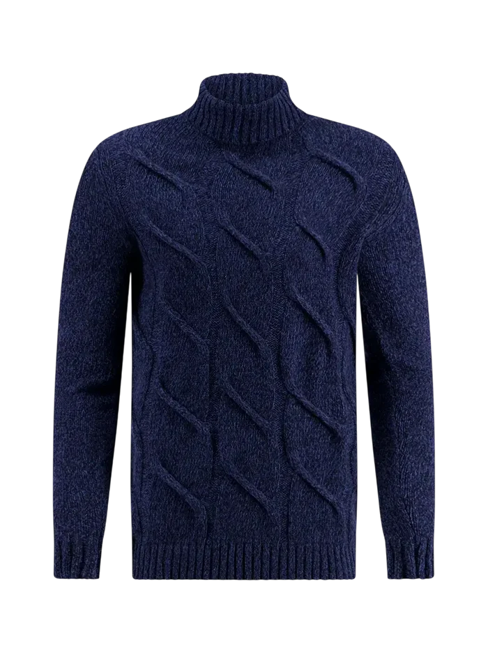 A FISH NAMED FRED TRUI Turtleneck cable NAVY
