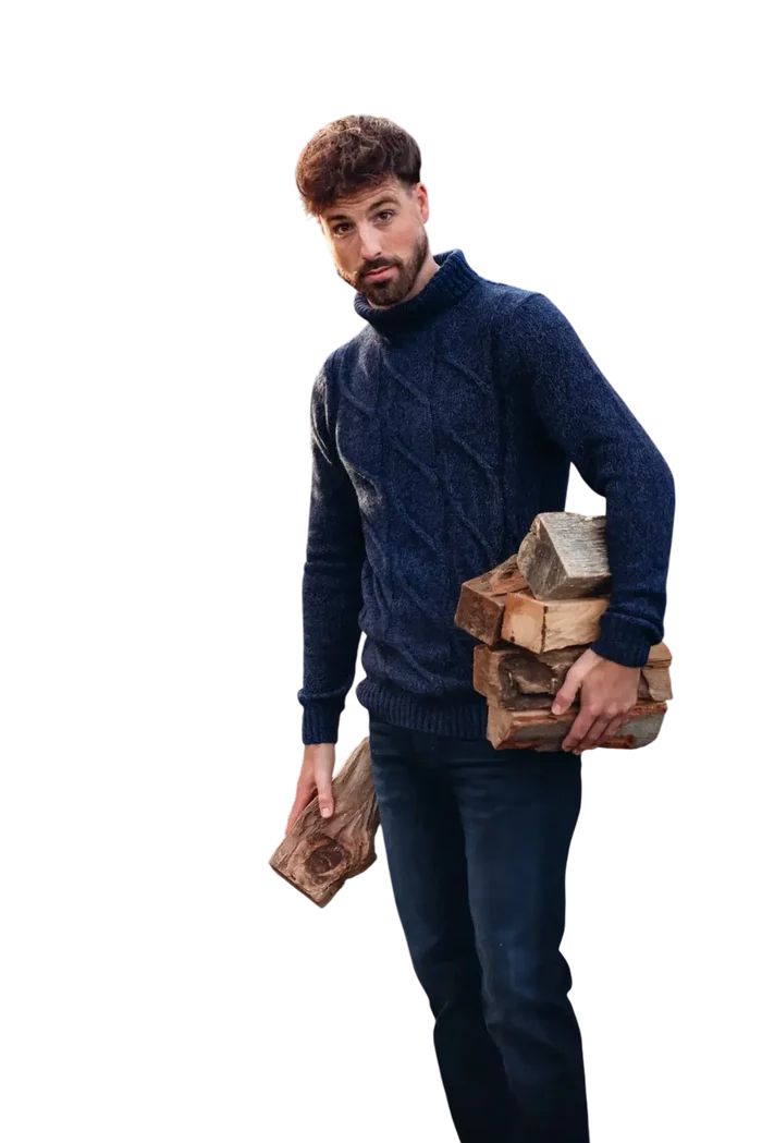 A FISH NAMED FRED TRUI Turtleneck cable NAVY