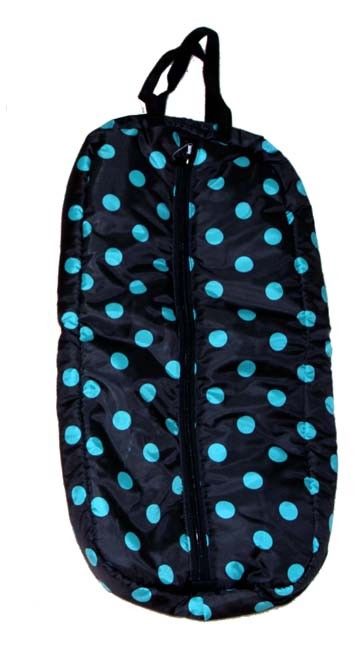 AJ Tack Padded Bridle Bag, Black with Turquoise Dots