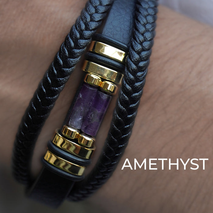Amethyst Leather Bracelet