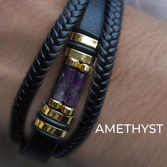 Amethyst Leather Bracelet