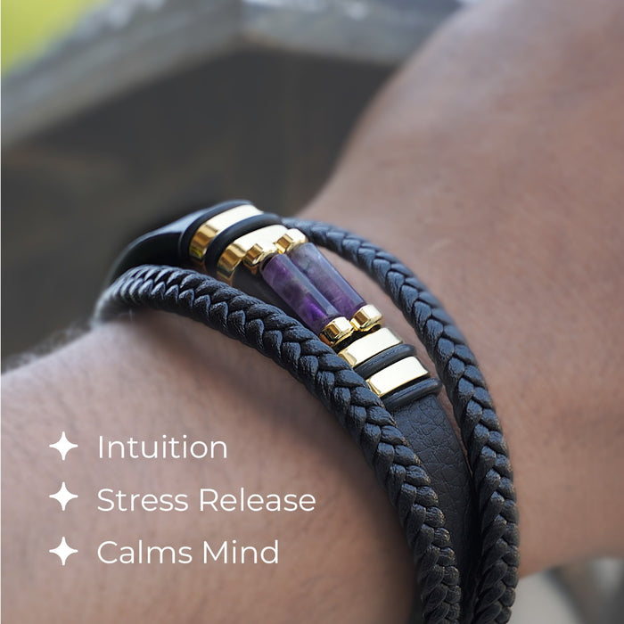 Amethyst Leather Bracelet