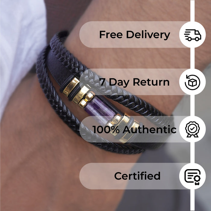 Amethyst Leather Bracelet