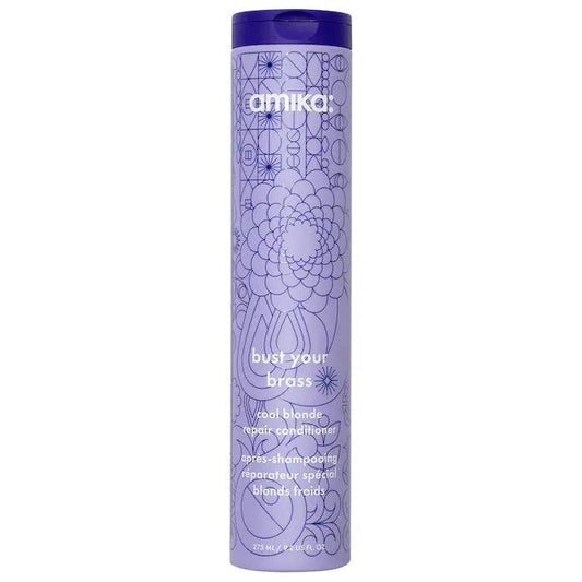 Amika conditioner bottle with purple design on a white background - Hair Care Canada