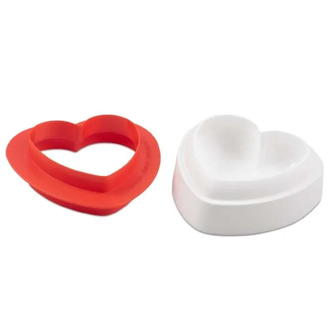 Amore Heart Silicone Mold with Cutter - 1 Form