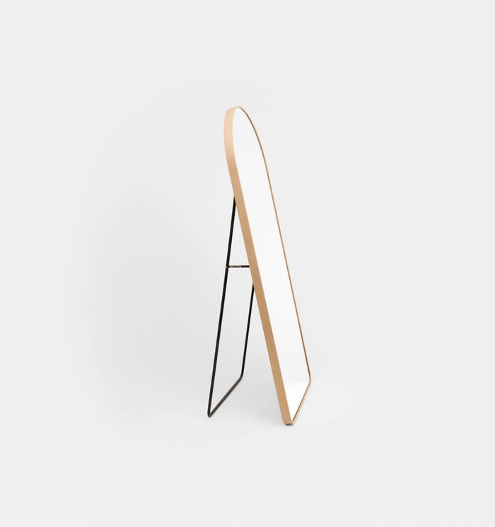 Oak Wood Arch Mirror | With Stand