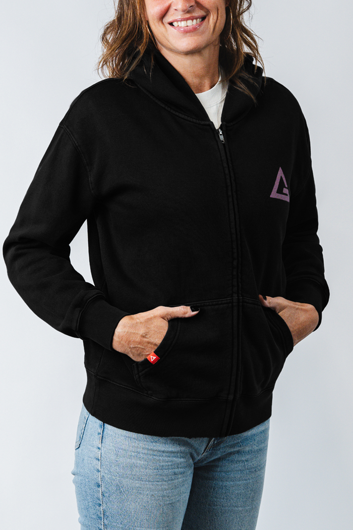 Arte Suave Womens Zip Hoodie - Black