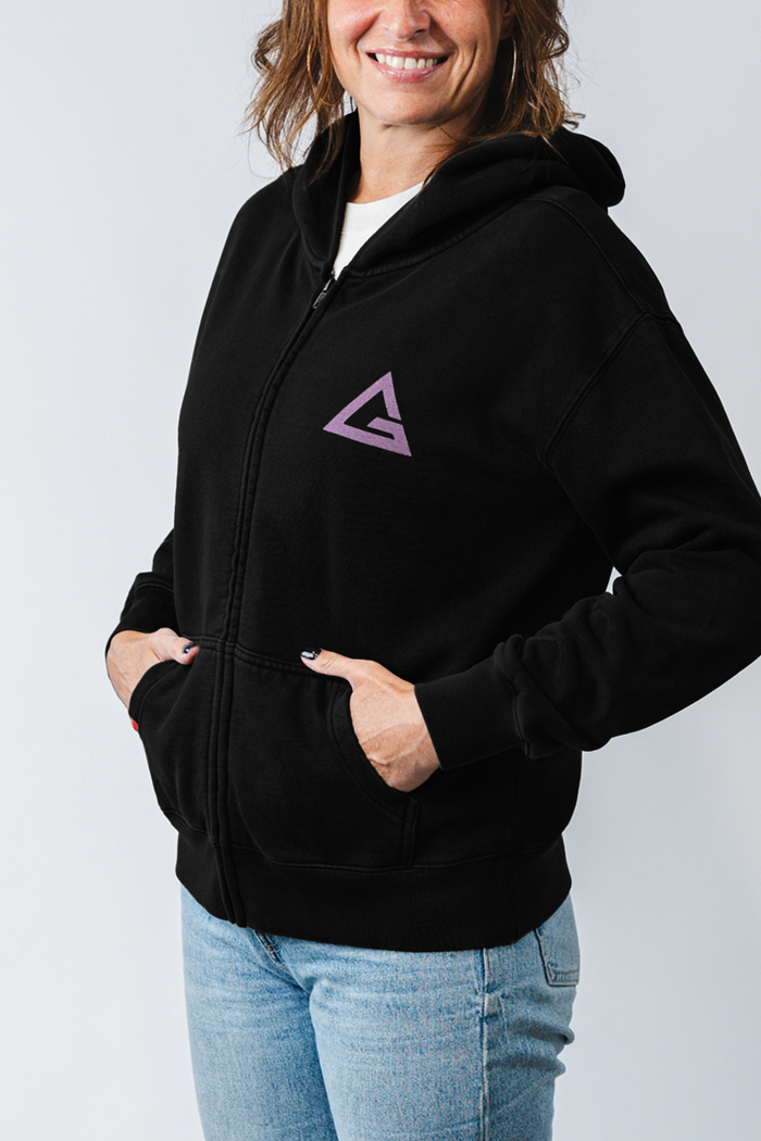 Arte Suave Womens Zip Hoodie - Black