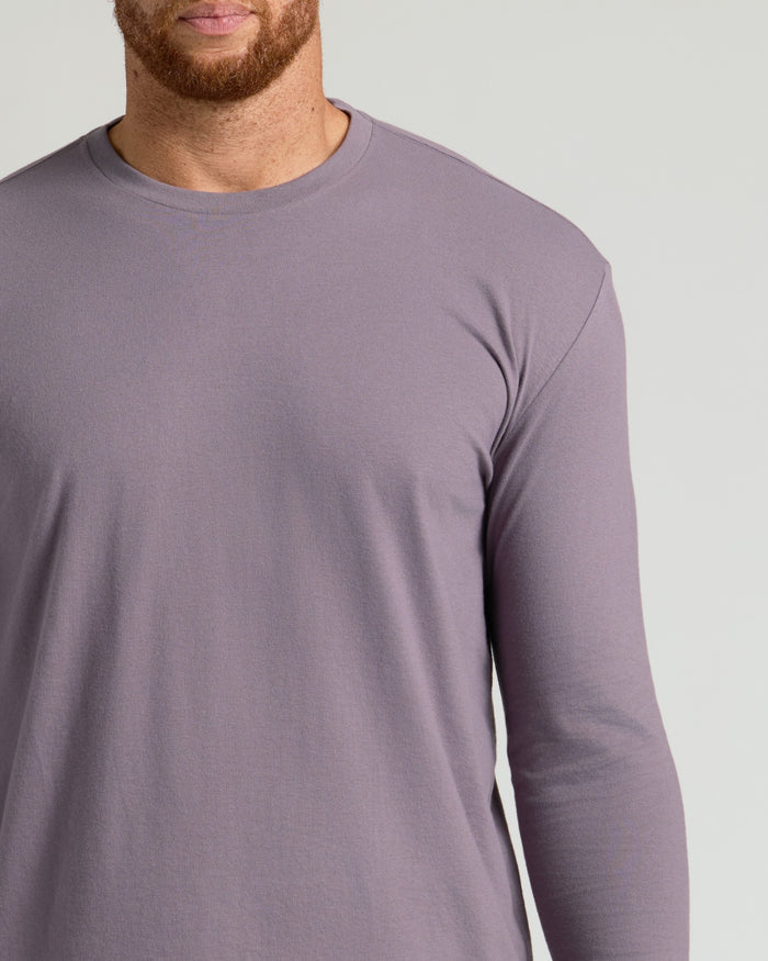 Ashberry Tall Long Sleeve T Shirt on man, lavender-toned.