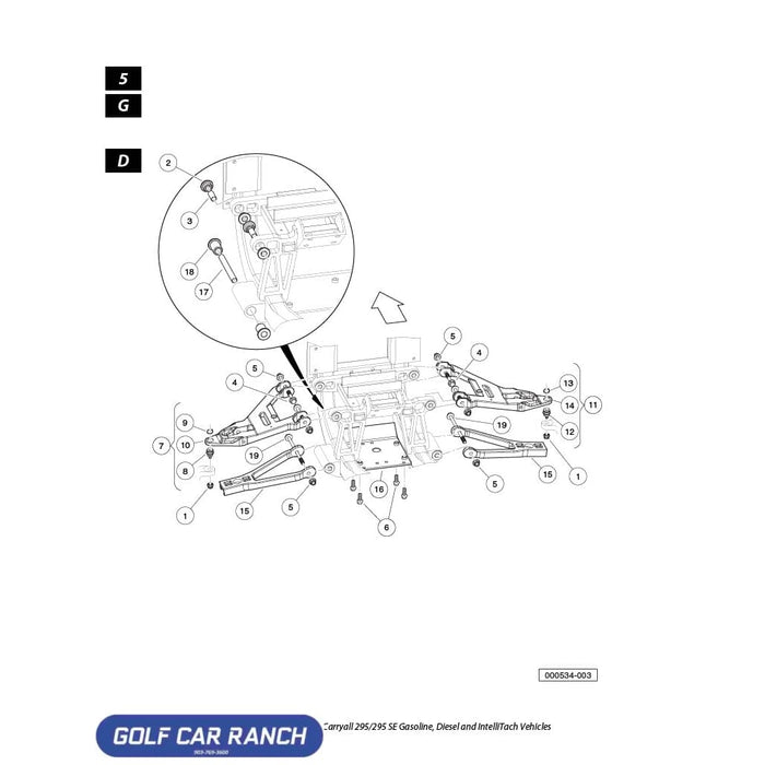 102792001 Asm A-Arm Upper Left Driver Side CLUB CAR REPAIR PART