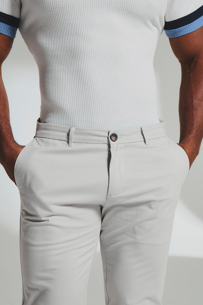 Athletic Fit Cotton Stretch Chino Pants in Dove Grey - TAILORED ATHLETE - USA