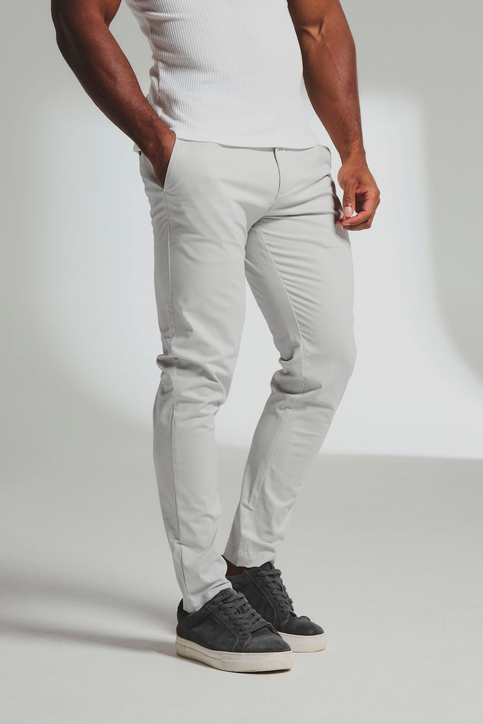 Athletic Fit Cotton Stretch Chino Pants in Dove Grey - TAILORED ATHLETE - USA
