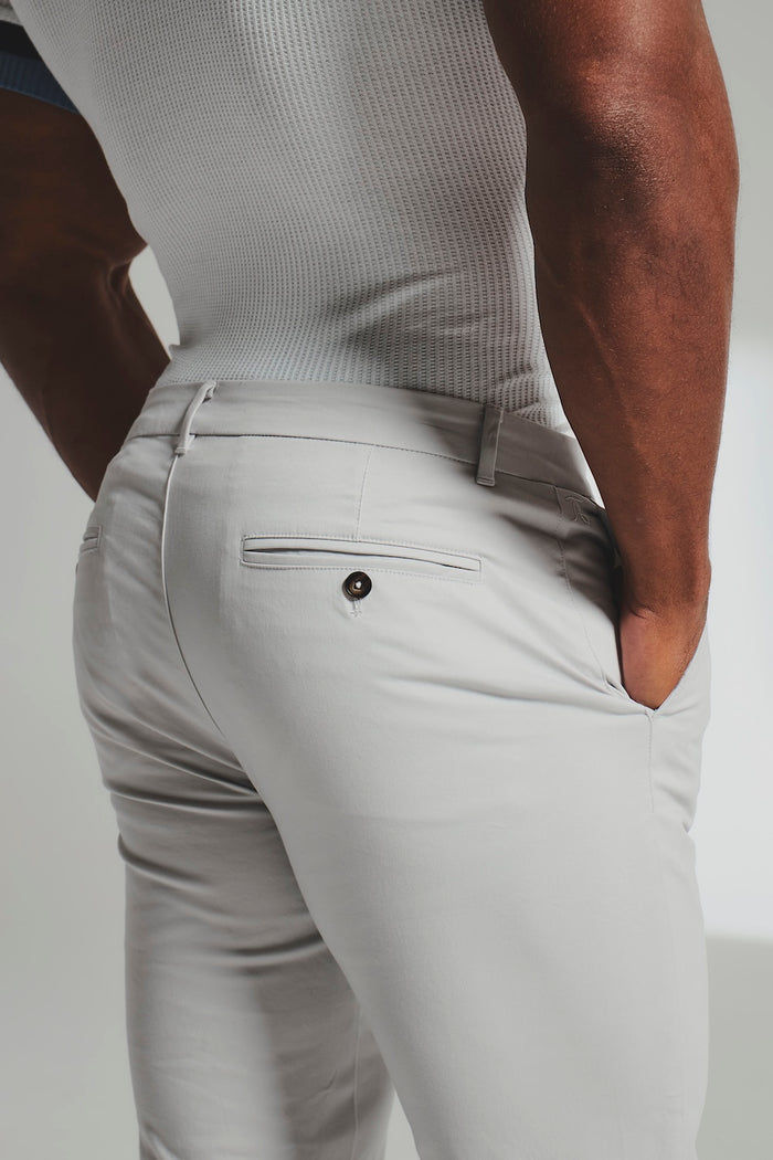 Athletic Fit Cotton Stretch Chino Pants in Dove Grey - TAILORED ATHLETE - USA