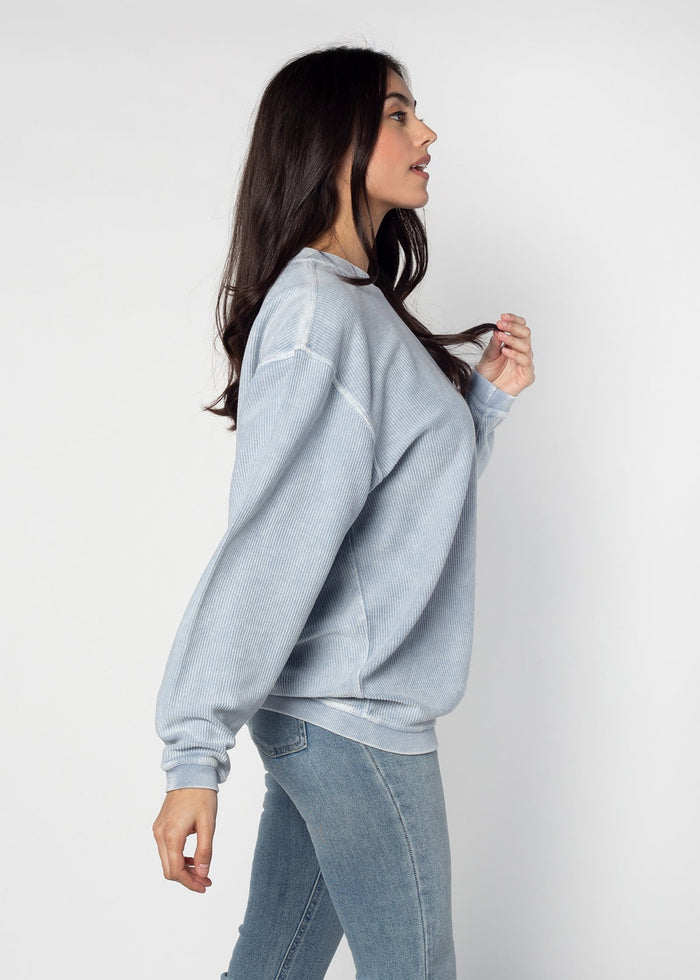 Auburn Tigers Women's Clubhouse Original Corded Crew in Faded Denim