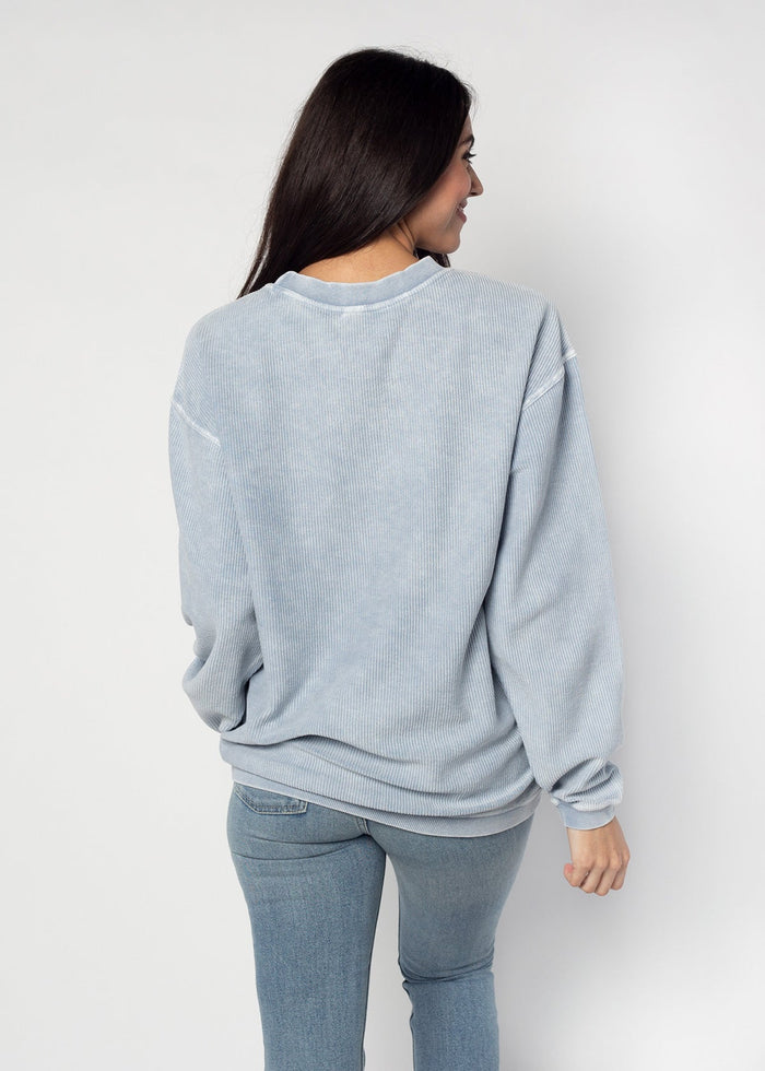 Auburn Tigers Women's Clubhouse Original Corded Crew in Faded Denim