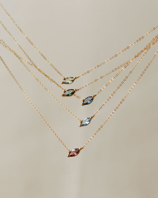 Aura Birthstone Marquise Necklace