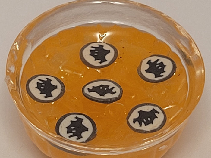 Bat-Themed Orange Punch in Glass Bowl with 8 Glasses