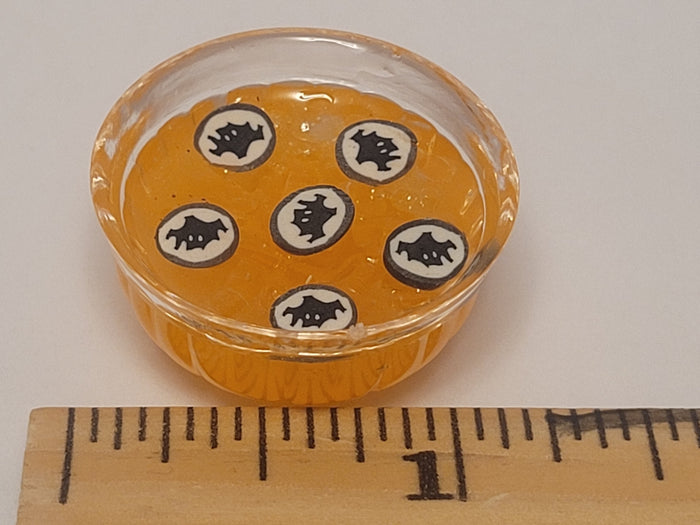 Bat-Themed Orange Punch in Glass Bowl with 8 Glasses