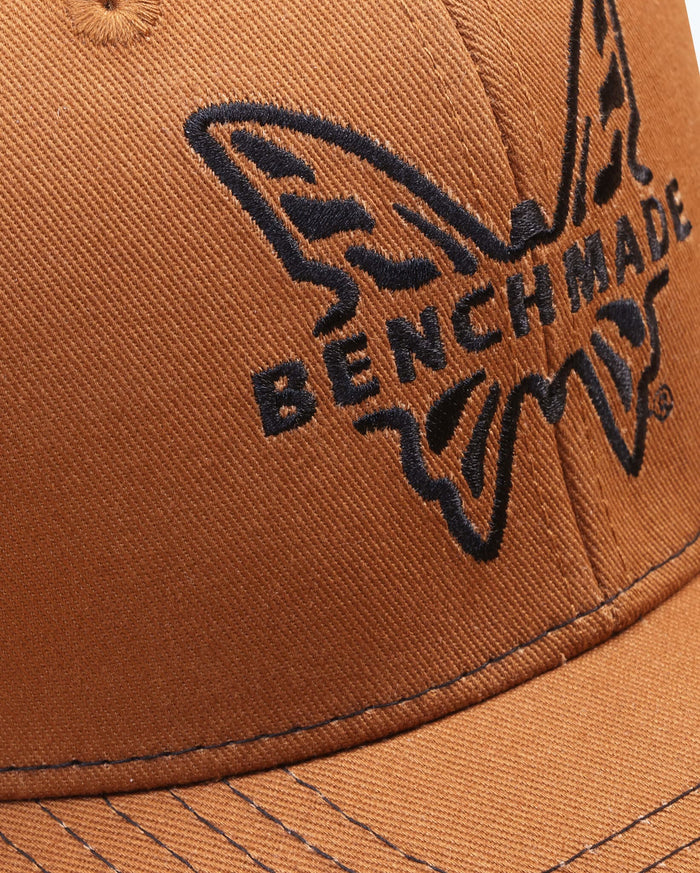 Caramel Benchmade Butterfly Logo Embroidery Detail Close-Up | Benchmade Knife Co.