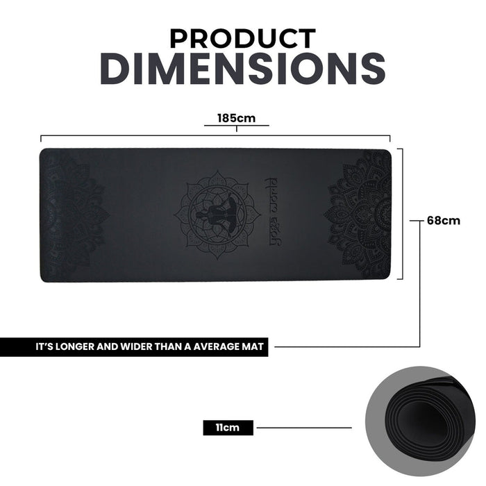 Mandala Black Bundle - Yoga World UK - Black Bundle | Yoga World Mandala Pu Yoga Mat Bundle | Mat Bundle | Yoga Bundle